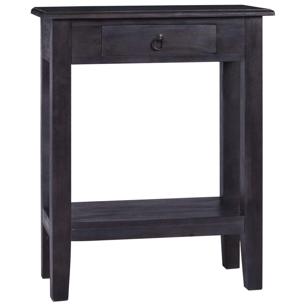 Berkfield Console Table with Drawer Black 60x30x75 cm Solid Wood Mahogany