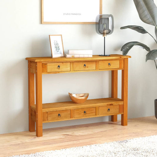 Berkfield Console Table with Drawers 110x30x75 cm Solid Wood Mahogany