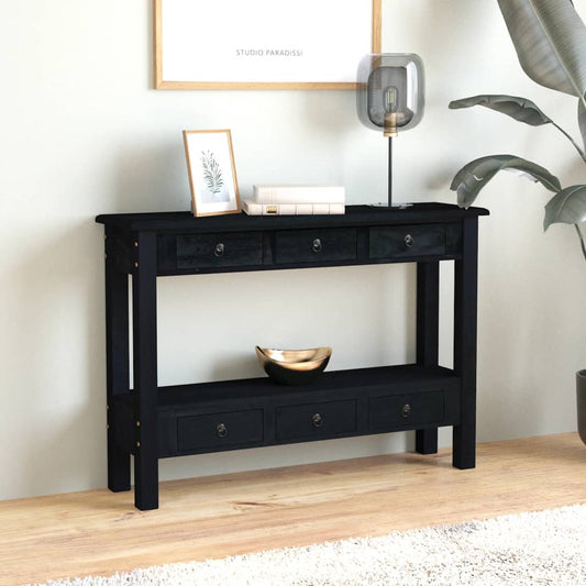 Berkfield Console Table with Drawers Black 110x30x75 cm Solid Wood Mahogany