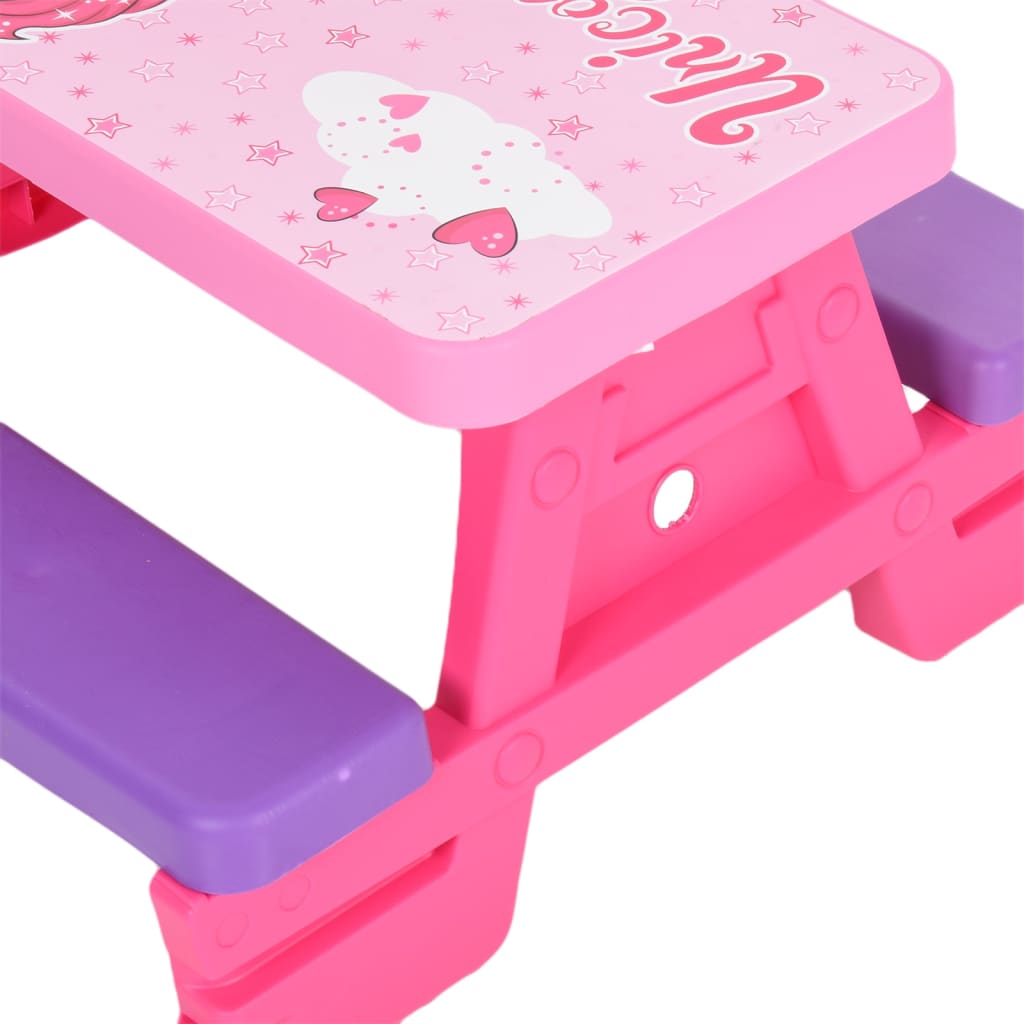 Berkfield Kids Picnic Table with Benches 79x69x42 cm Pink