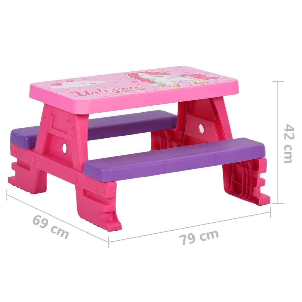 Berkfield Kids Picnic Table with Benches 79x69x42 cm Pink