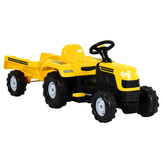 Berkfield Pedal Tractor for Kids with Trailer Yellow