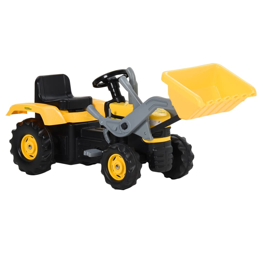 Berkfield Pedal Tractor with Excavator for Kids Yellow and Black
