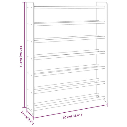 Berkfield Shoe Rack Grey 90x24x117 cm Engineered Wood
