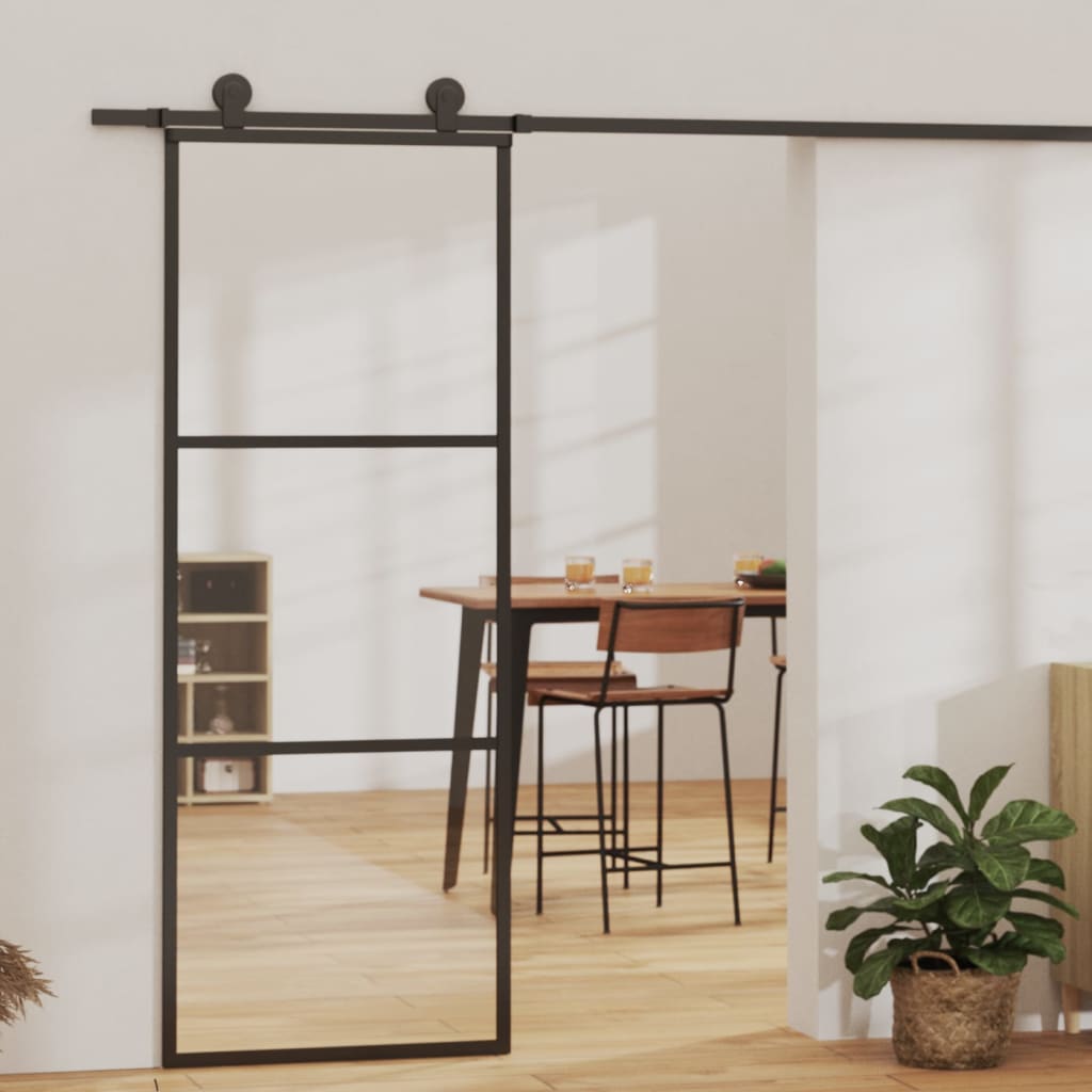Berkfield Sliding Door with Hardware Set ESG Glass&Aluminium 76x205 cm