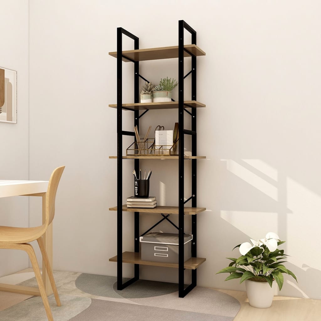Berkfield 5-Tier Book Cabinet Brown 60x30x175 cm Pinewood