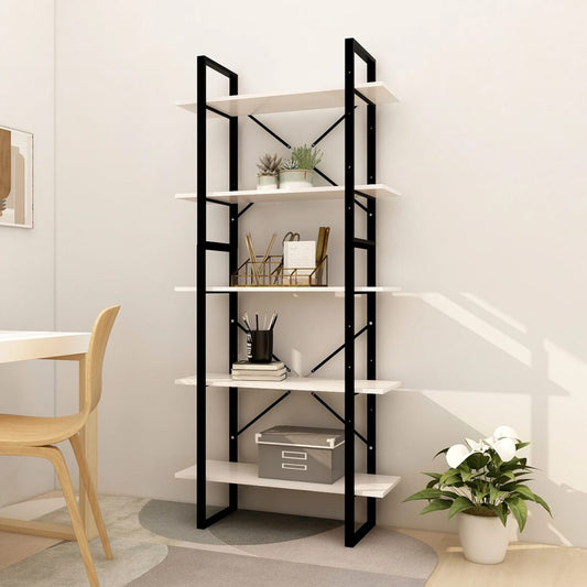 Berkfield 5-Tier Book Cabinet White 80x30x175 cm Pinewood