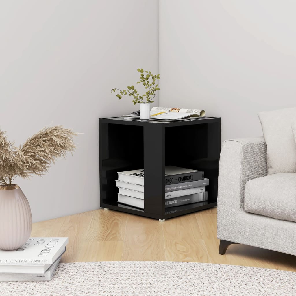Berkfield Side Table High Gloss Black 33x33x34.5 cm Engineered Wood