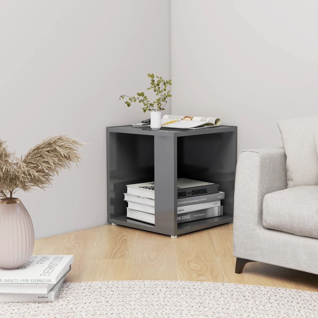 Berkfield Side Table High Gloss Grey 33x33x34.5 cm Engineered Wood