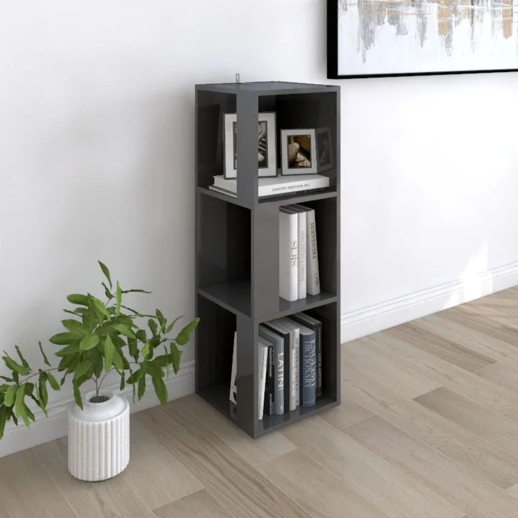 Berkfield Corner Cabinet High Gloss Grey 33x33x100 cm Engineered Wood