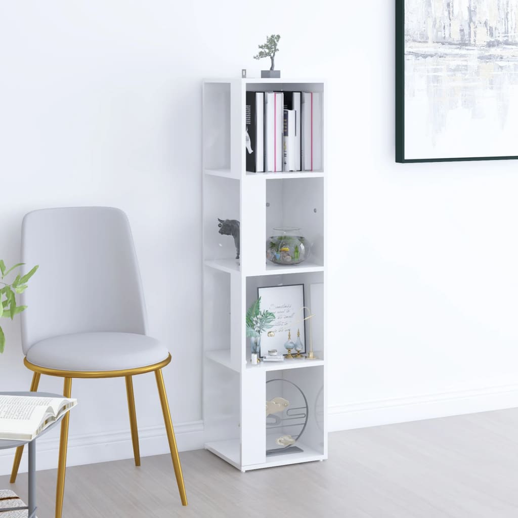 Berkfield Corner Cabinet High Gloss White 33x33x132 cm Engineered Wood