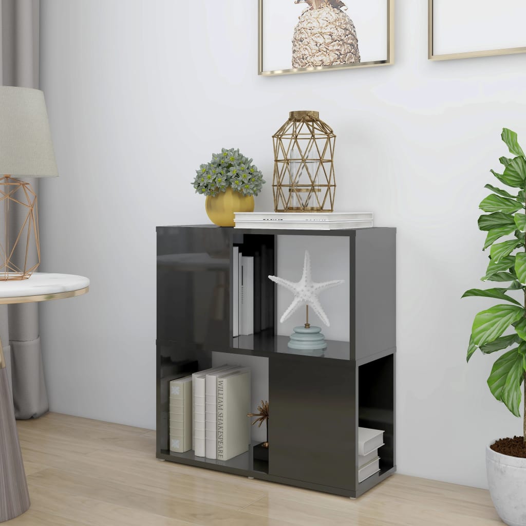 Berkfield Book Cabinet High Gloss Grey 60x24x63 cm Engineered Wood