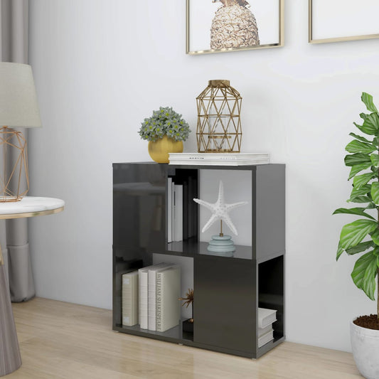 Berkfield Book Cabinet High Gloss Grey 60x24x63 cm Engineered Wood