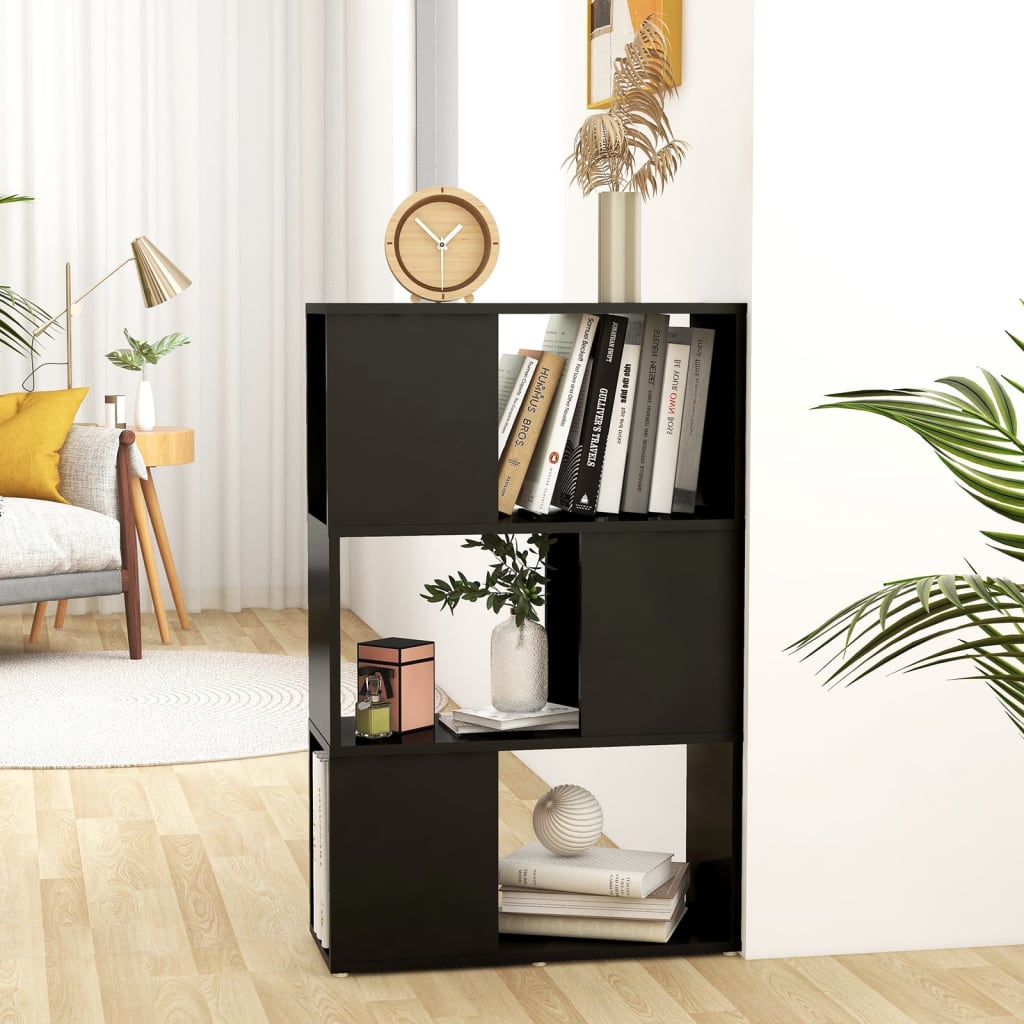 Berkfield Book Cabinet Room Divider Black 60x24x94 cm Engineered Wood
