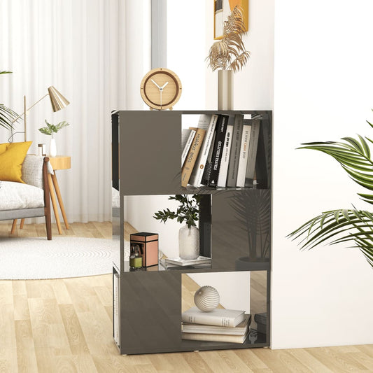 Berkfield Book Cabinet Room Divider High Gloss Grey 60x24x94 cm Engineered Wood