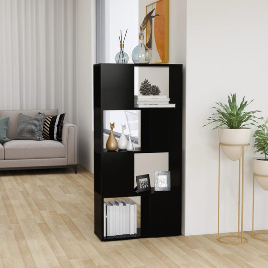 Berkfield Book Cabinet Room Divider Black 60x24x124.5 cm Engineered Wood