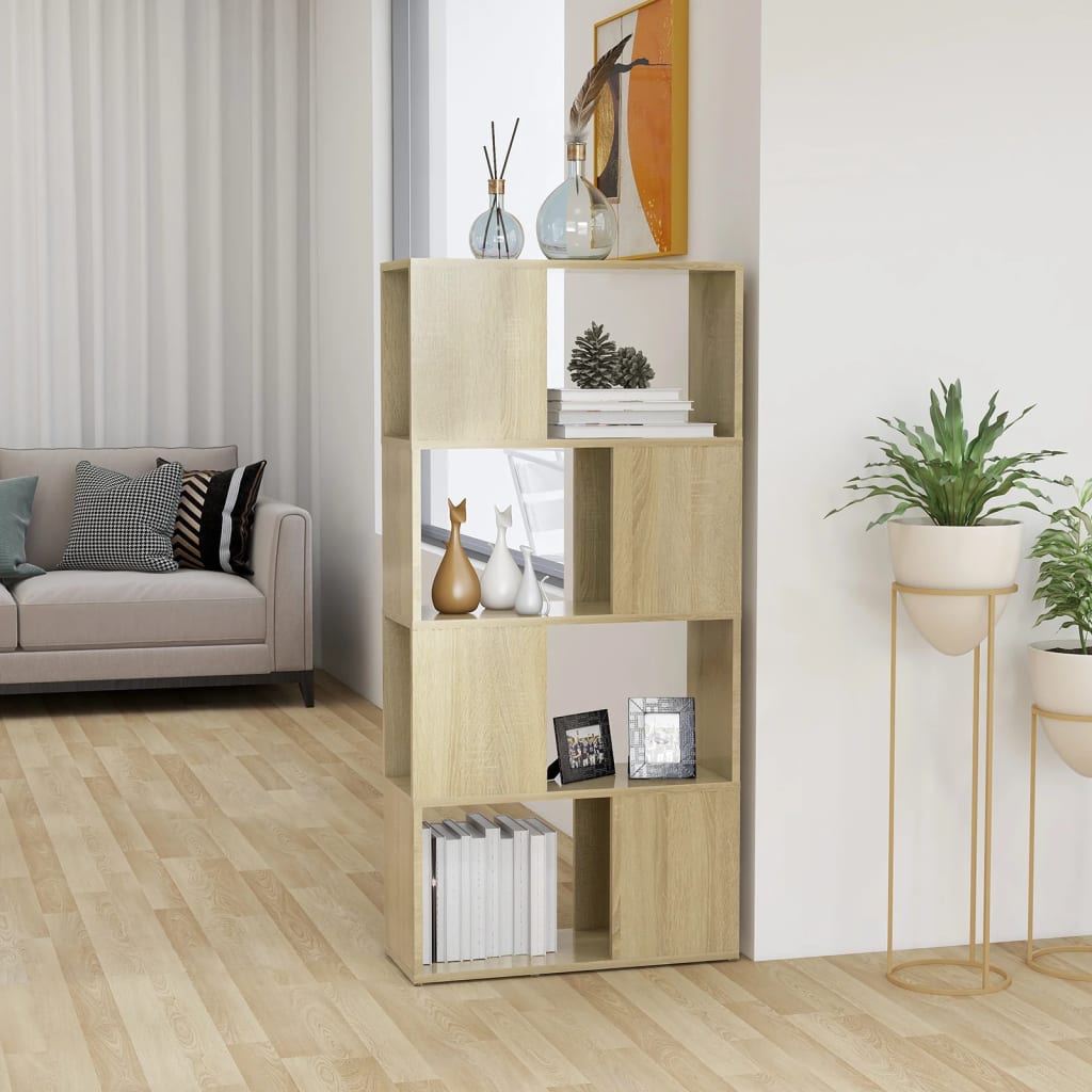 Berkfield Book Cabinet Room Divider Sonoma Oak 60x24x124.5 cm Engineered Wood