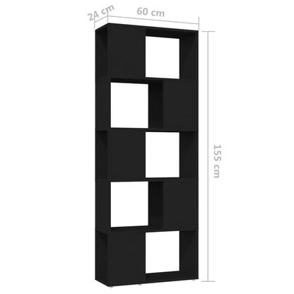 Berkfield Book Cabinet Room Divider Black 60x24x155 cm Engineered Wood