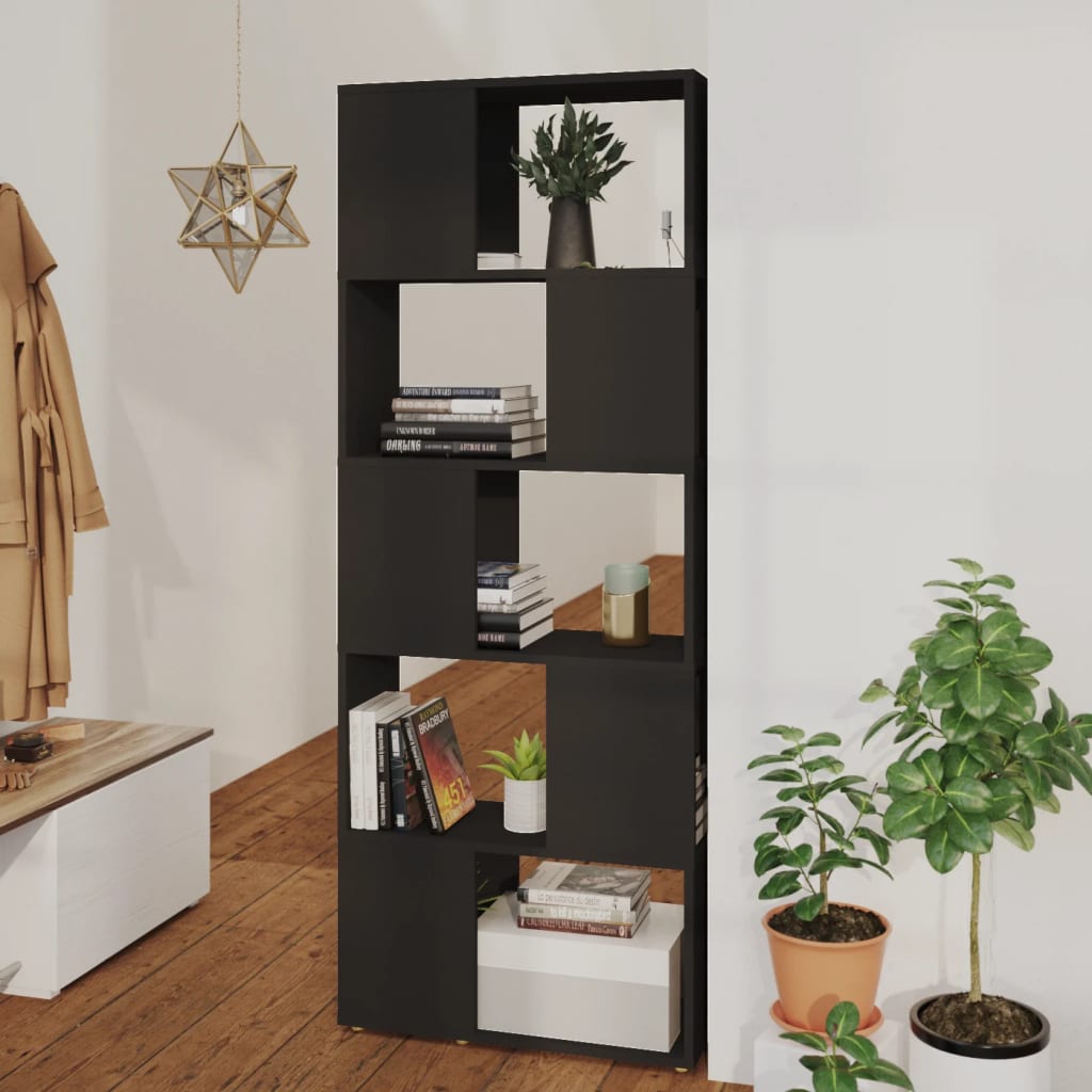 Berkfield Book Cabinet Room Divider Black 60x24x155 cm Engineered Wood