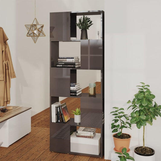 Berkfield Book Cabinet Room Divider High Gloss Grey 60x24x155 cm