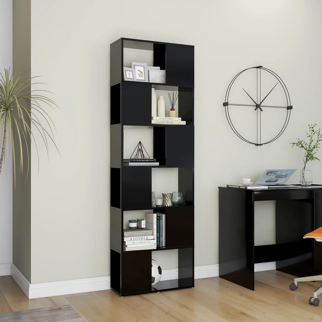 Berkfield Book Cabinet Room Divider Black 60x24x186 cm Engineered Wood
