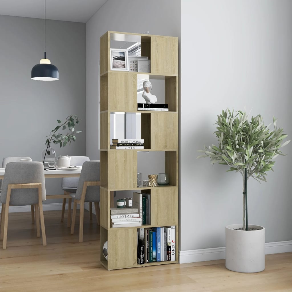 Berkfield Book Cabinet Room Divider Sonoma Oak 60x24x186 cm Engineered Wood