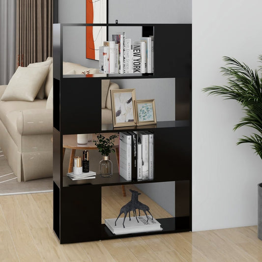 Berkfield Book Cabinet Room Divider Black 80x24x124.5 cm Engineered Wood