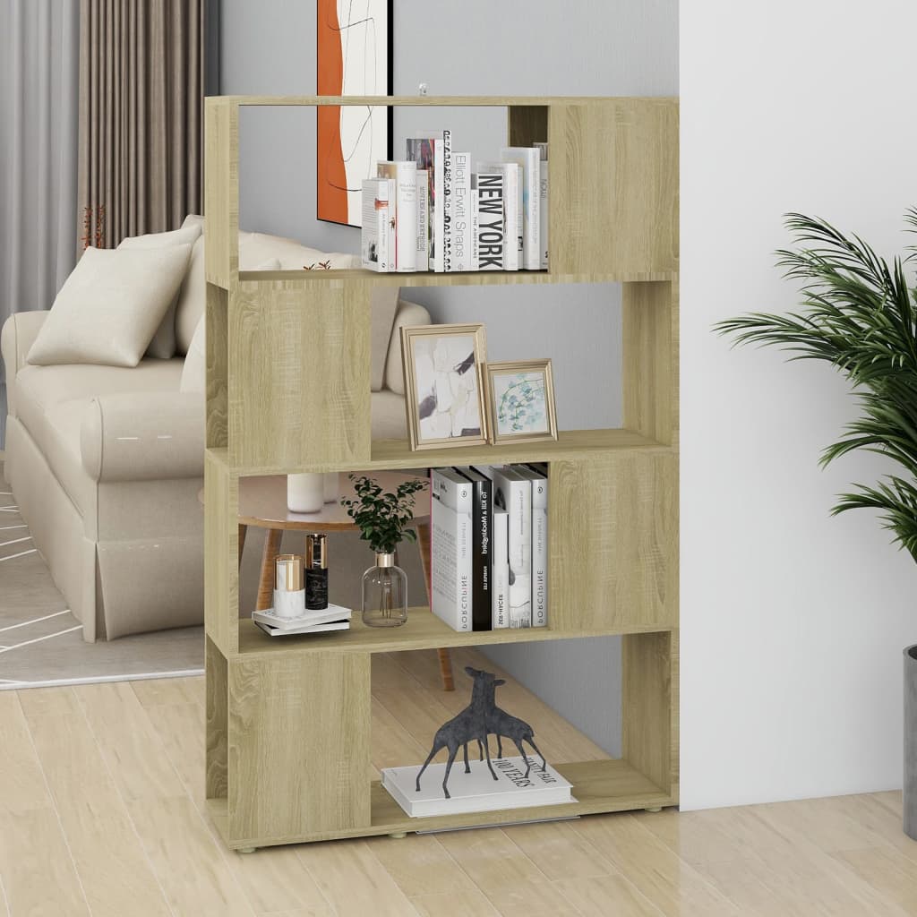 Berkfield Book Cabinet Room Divider Sonoma Oak 80x24x124.5 cm Engineered Wood