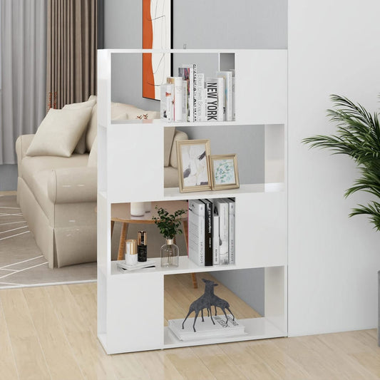 Berkfield Book Cabinet Room Divider High Gloss White 80x24x124.5 cm
