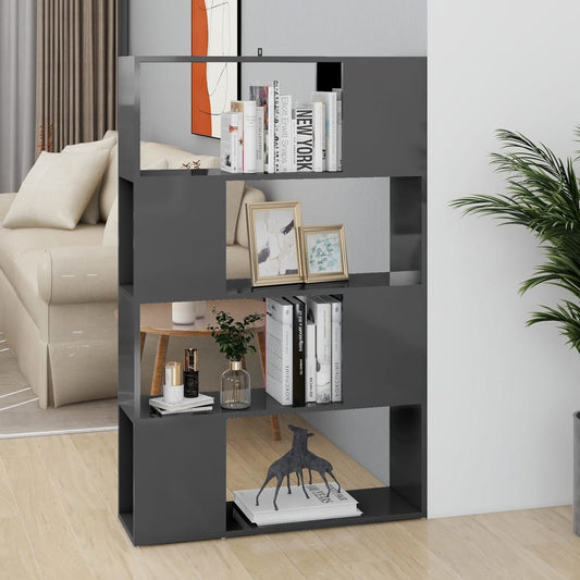 Berkfield Book Cabinet Room Divider High Gloss Grey 80x24x124.5 cm