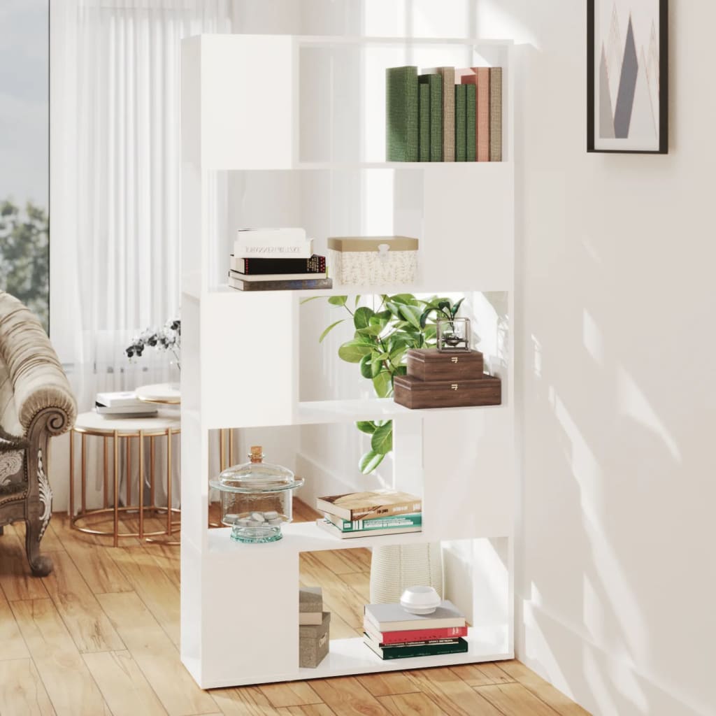 Berkfield Book Cabinet Room Divider High Gloss White 80x24x155 cm Engineered Wood