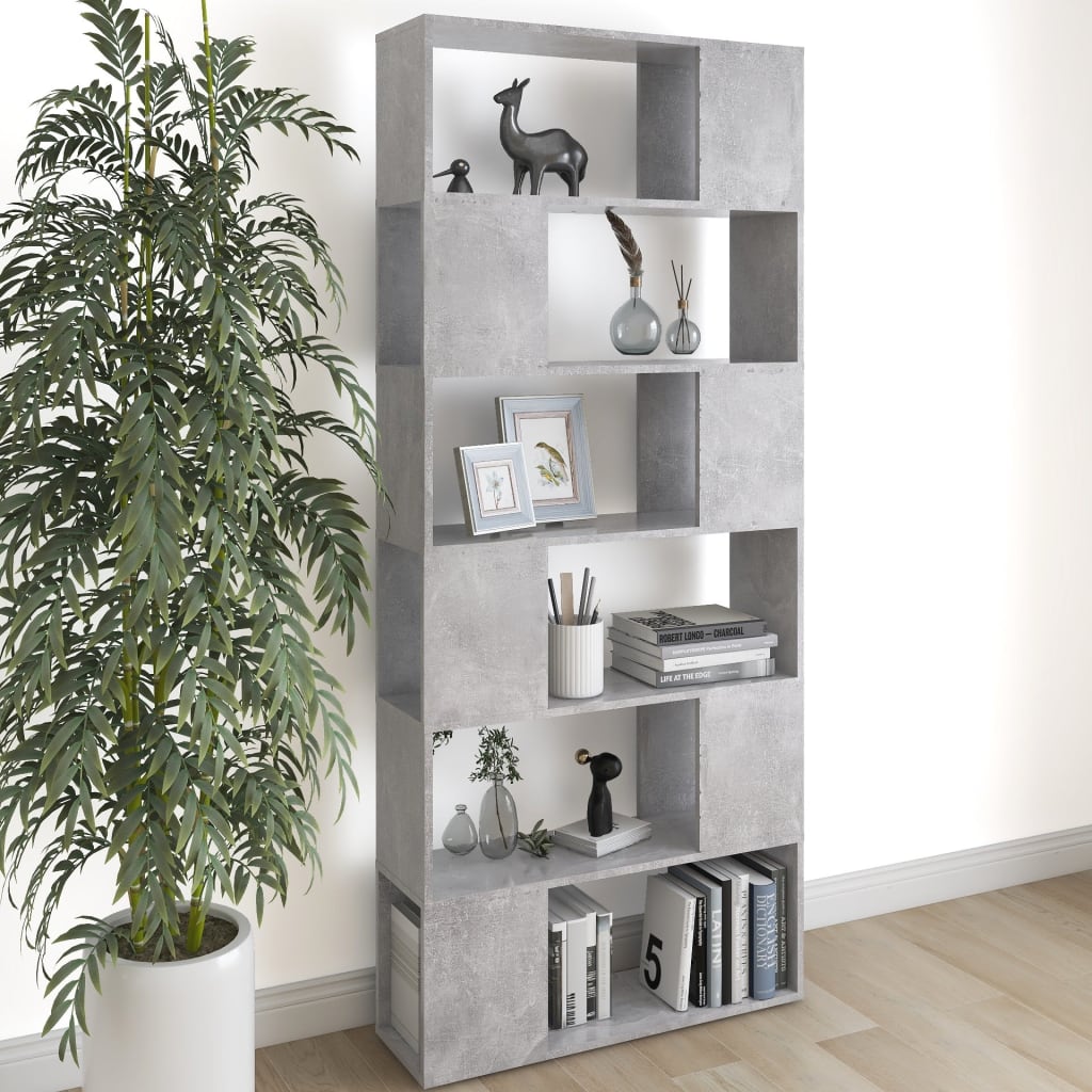 Berkfield Book Cabinet Room Divider Concrete Grey 80x24x186 cm Engineered Wood