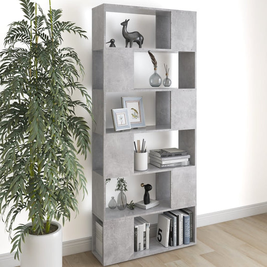 Berkfield Book Cabinet Room Divider Concrete Grey 80x24x186 cm Engineered Wood