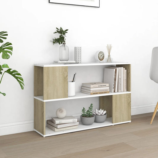 Berkfield Book Cabinet White and Sonoma Oak 100x24x63 cm Engineered Wood