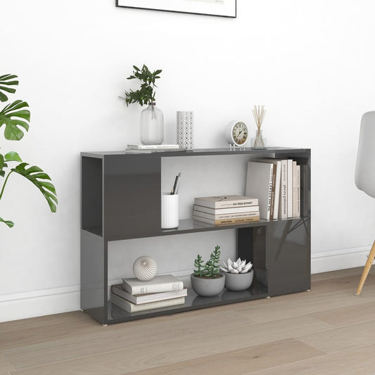Berkfield Book Cabinet High Gloss Grey 100x24x63 cm Engineered Wood
