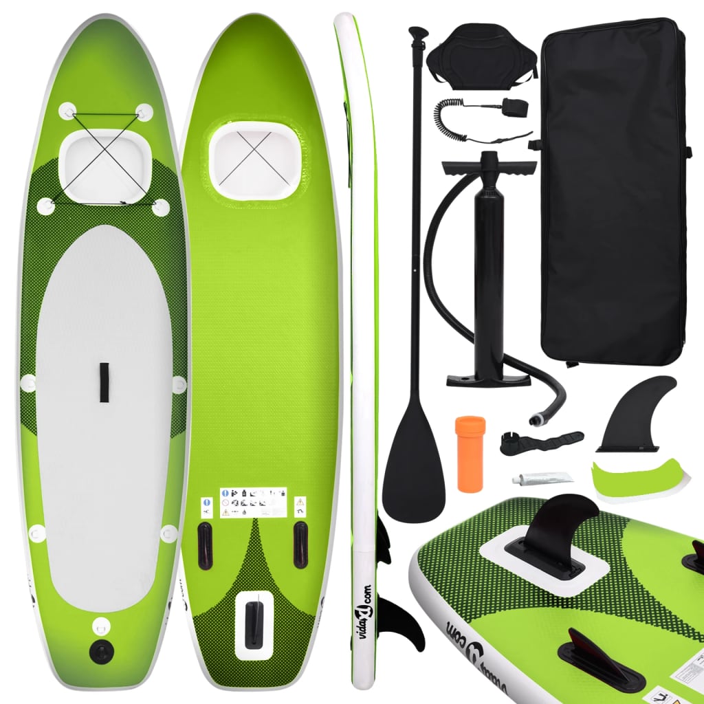 Berkfield Inflatable Stand Up Paddle Board Set Green 360x81x10 cm