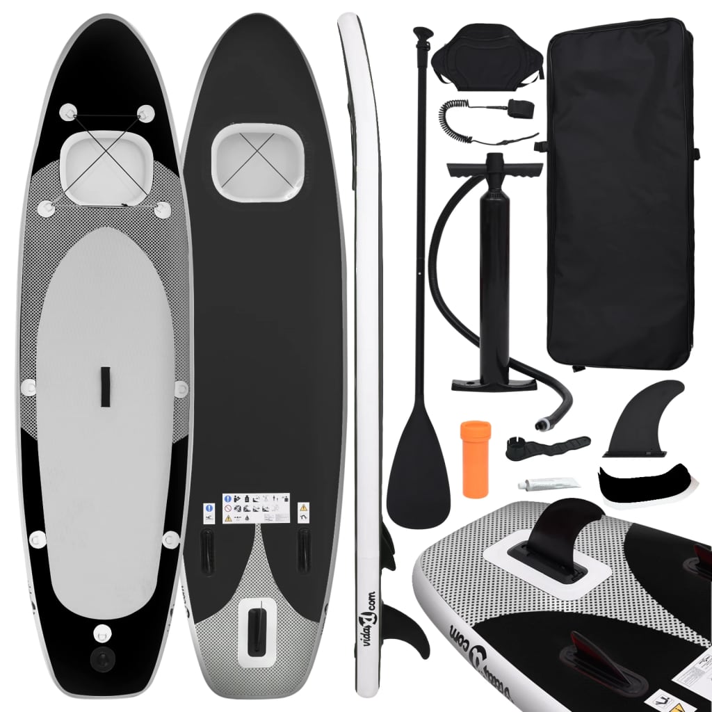 Berkfield Inflatable Stand Up Paddle Board Set Black 360x81x10 cm