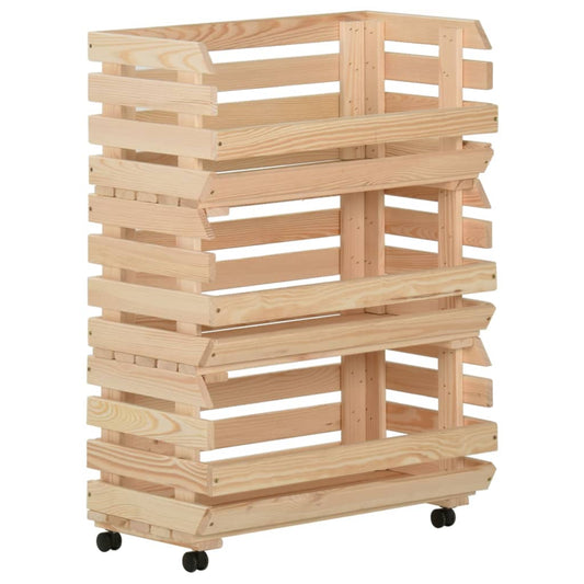 Berkfield Vegetable Trolley 57x30x80 cm Solid Pinewood