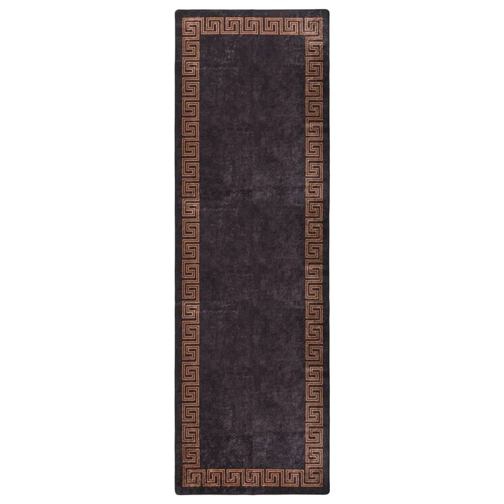 Berkfield Rug Washable 80x300 cm Black and Gold Anti Slip