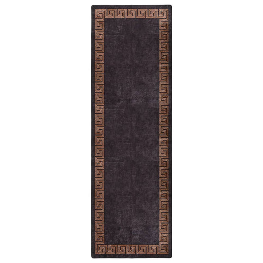 Berkfield Rug Washable 80x300 cm Black and Gold Anti Slip