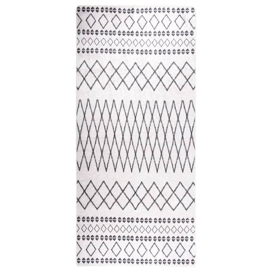 Berkfield Rug Washable 80x300 cm Black and White Anti Slip