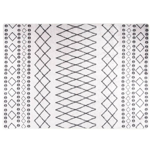 Berkfield Rug Washable 120x180 cm Black and White Anti Slip