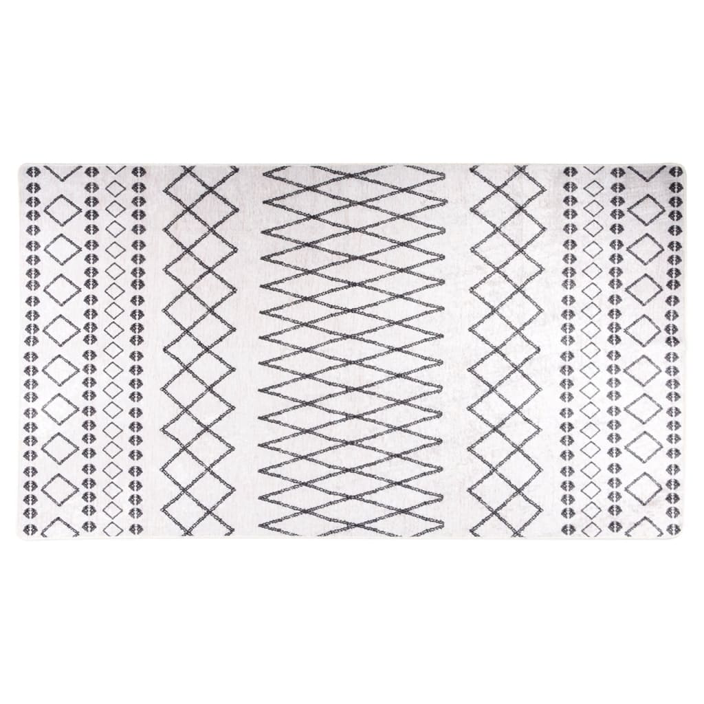 Berkfield Rug Washable 190x300 cm Black and White Anti Slip
