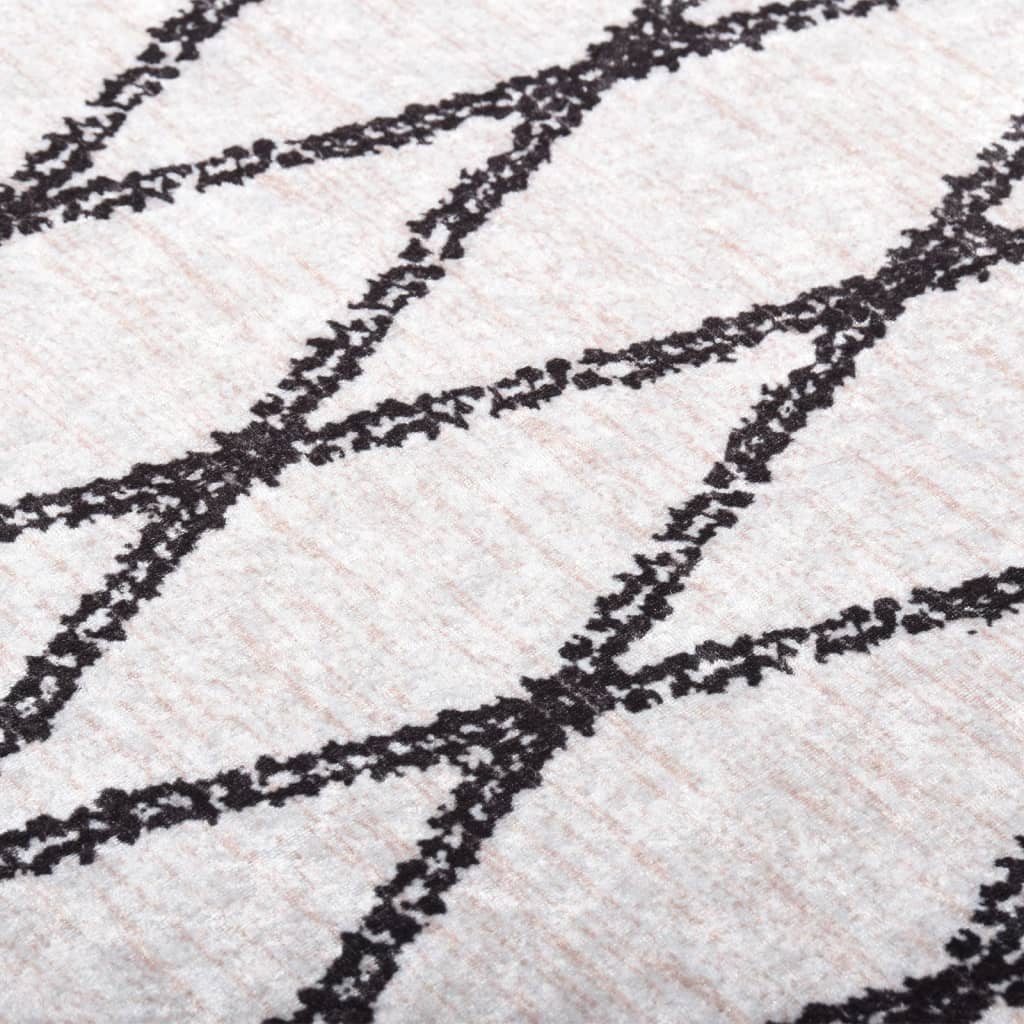 Berkfield Rug Washable 190x300 cm Black and White Anti Slip