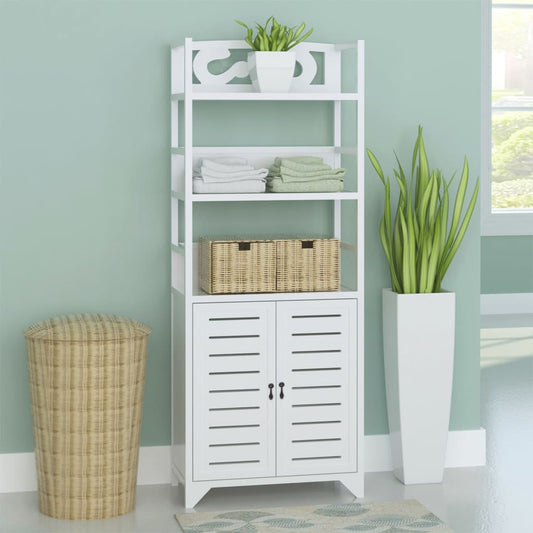 Berkfield Display Cabinet White 46x24x140 cm Solid Wood Paulownia
