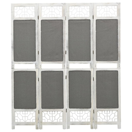Berkfield 4-Panel Room Divider Grey 140x165 cm Fabric