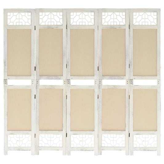 Berkfield 5-Panel Room Divider Cream 175x165 cm Fabric