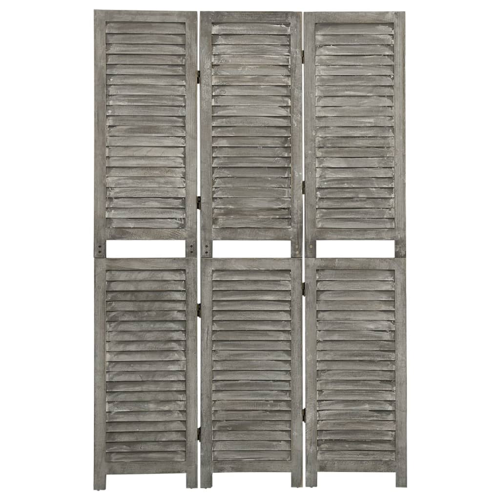 Berkfield 3-Panel Room Divider Grey 106.5x166 cm Solid Wood