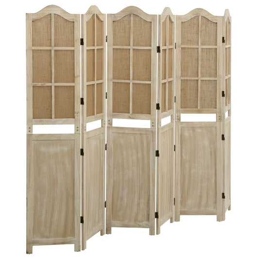 Berkfield 6-Panel Room Divider Brown 214x165 cm Fabric