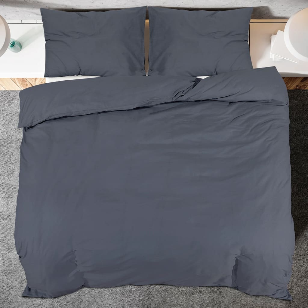 Berkfield Duvet Cover Set Anthracite 240x220 cm Light-weight Microfiber
